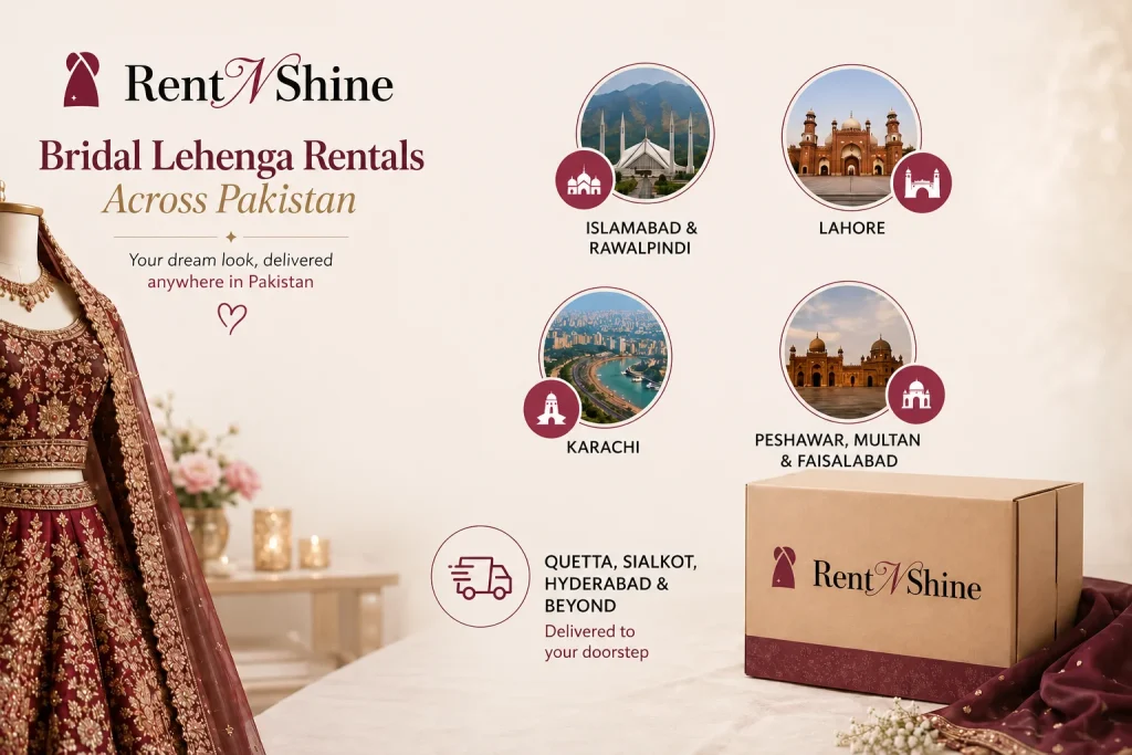 Bridal lehenga rentals across Pakistan