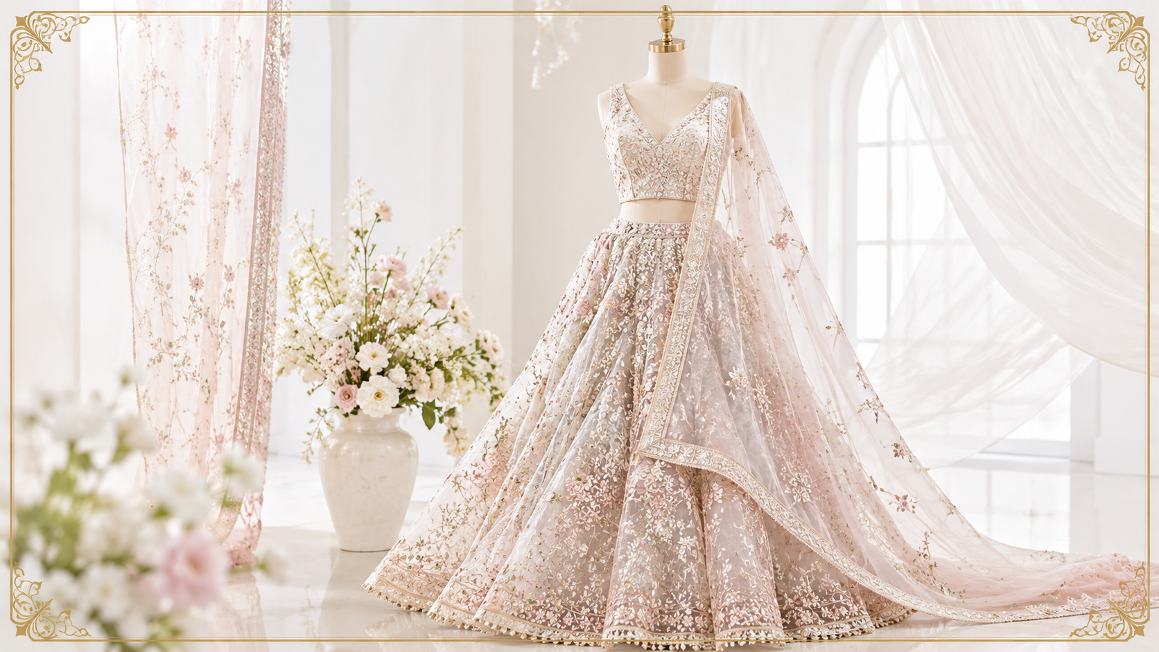 Architectural silhouette bridal lehenga for rent Pakistan