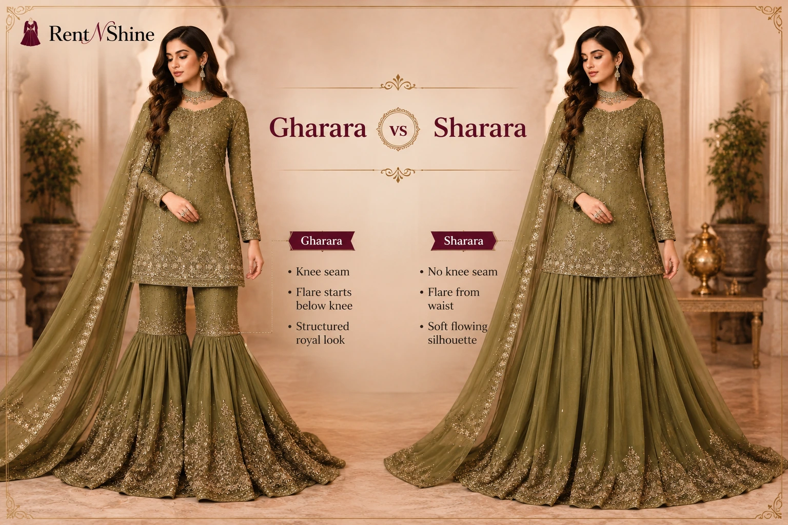 Gharara vs Sharara: Which Bridal Style Should You Rent?