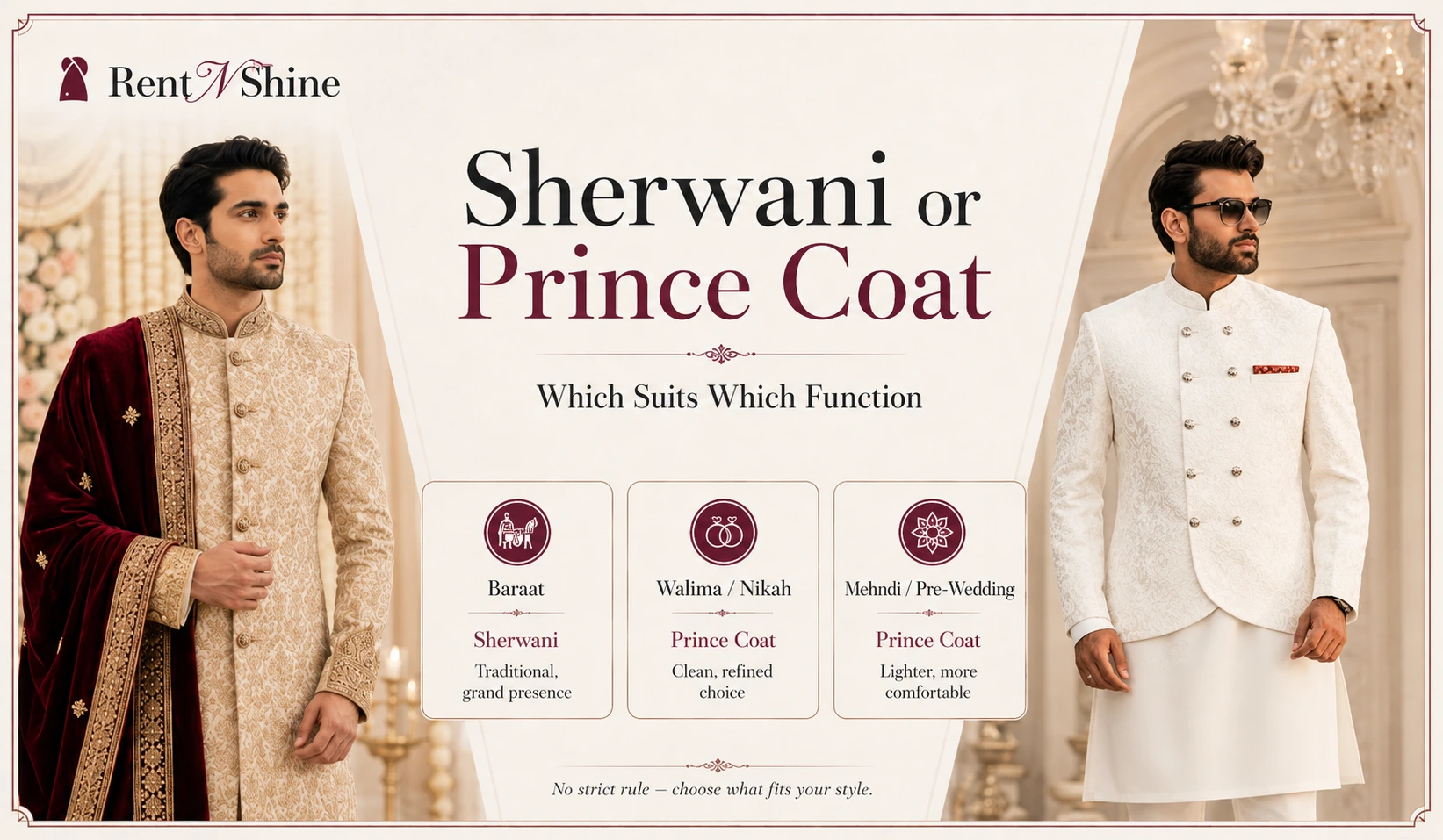 Sherwani vs prince coat comfort and ease of movement