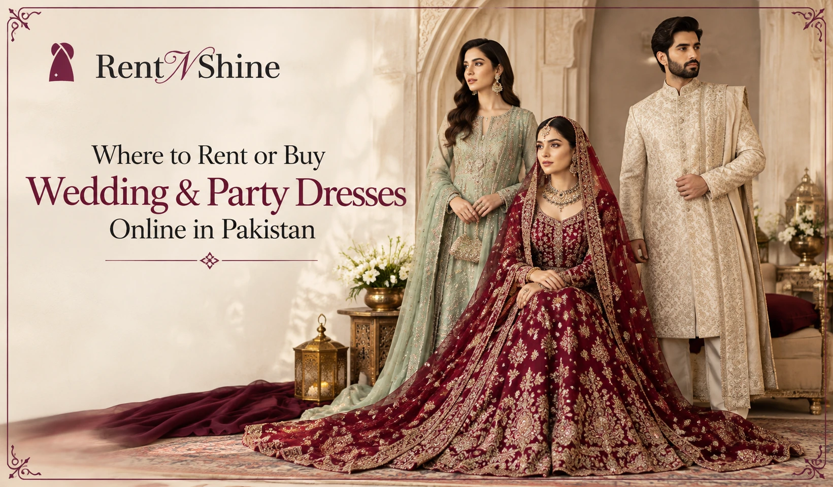 Where can I rent or buy wedding and party dresses online in Pakistan